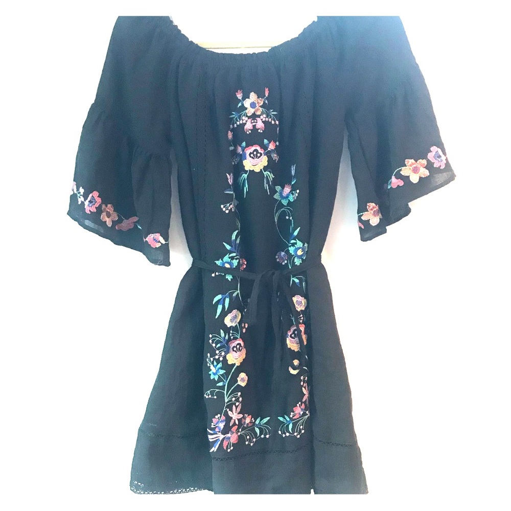 Embroidered off the shoulder dress